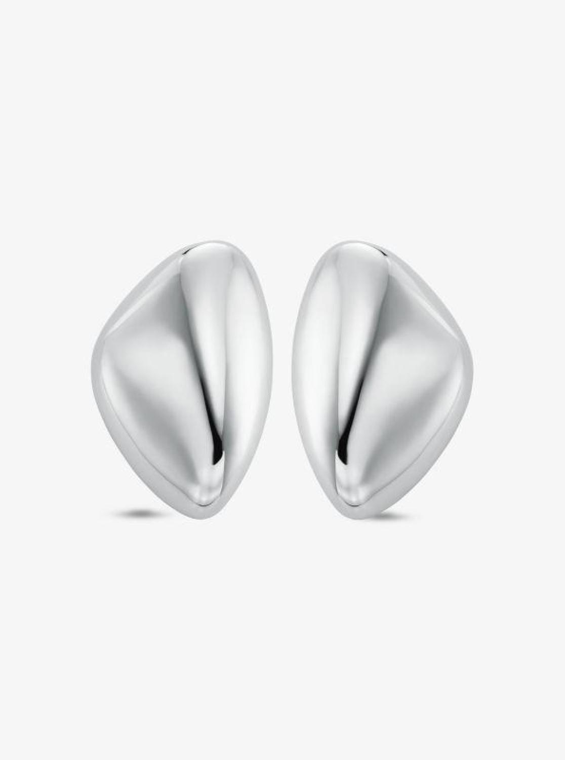 Large Precious Metal-Plated Brass Pebble Earring