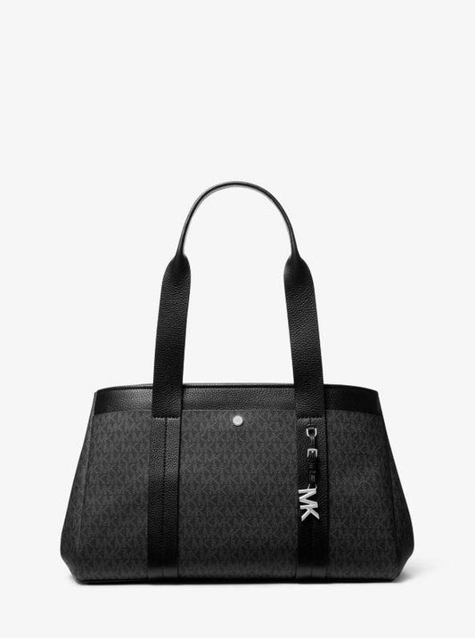 Romee Large Signature Logo and Leather Tote Bag