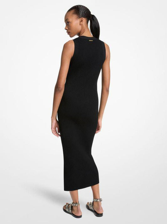 Ribbed Stretch Viscose Midi Dress