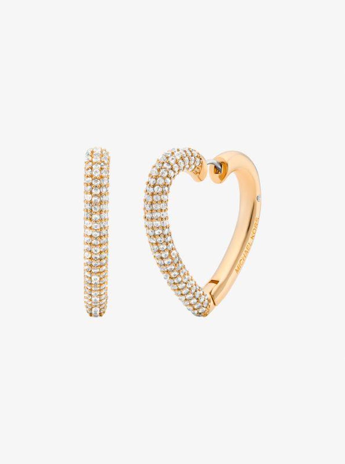 Pavé Heart Hoop Earrings