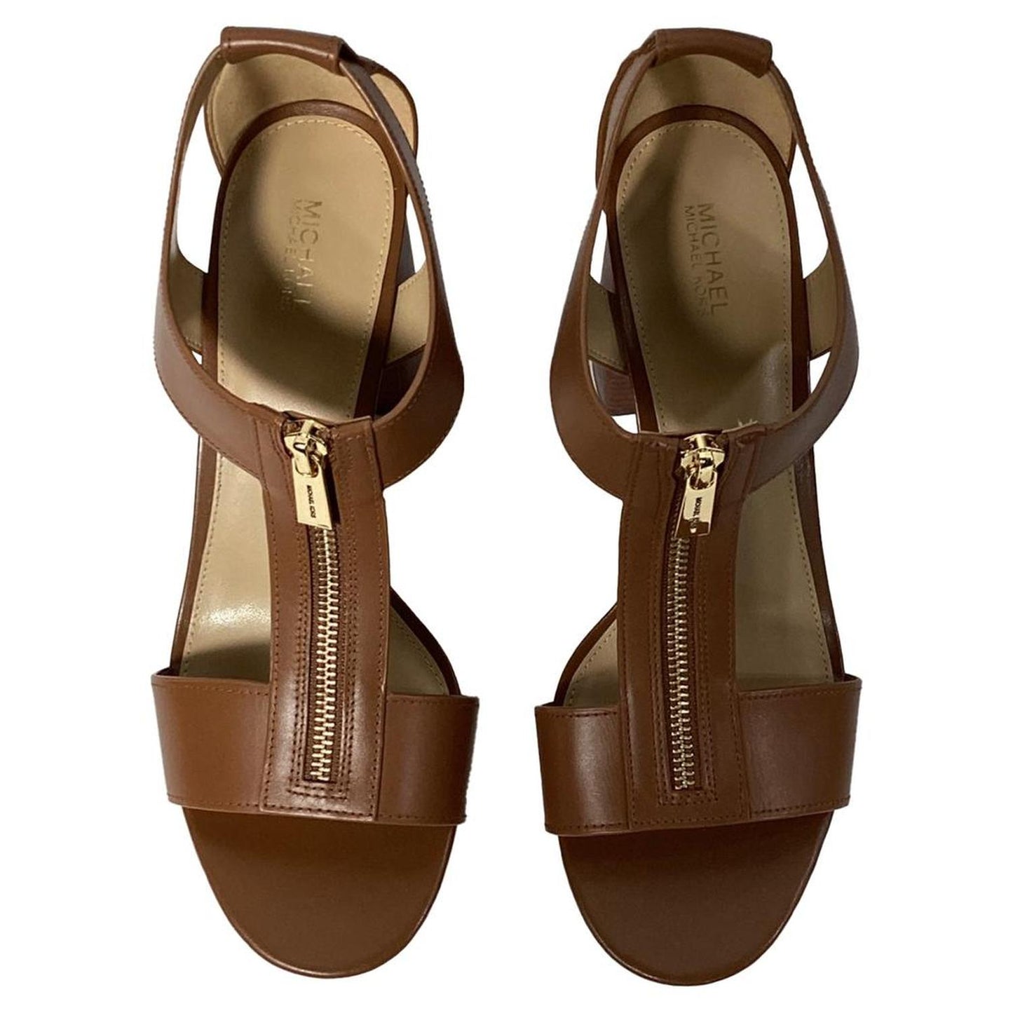 Berkley Block-Heel Sandals in Luggage Brown Leather