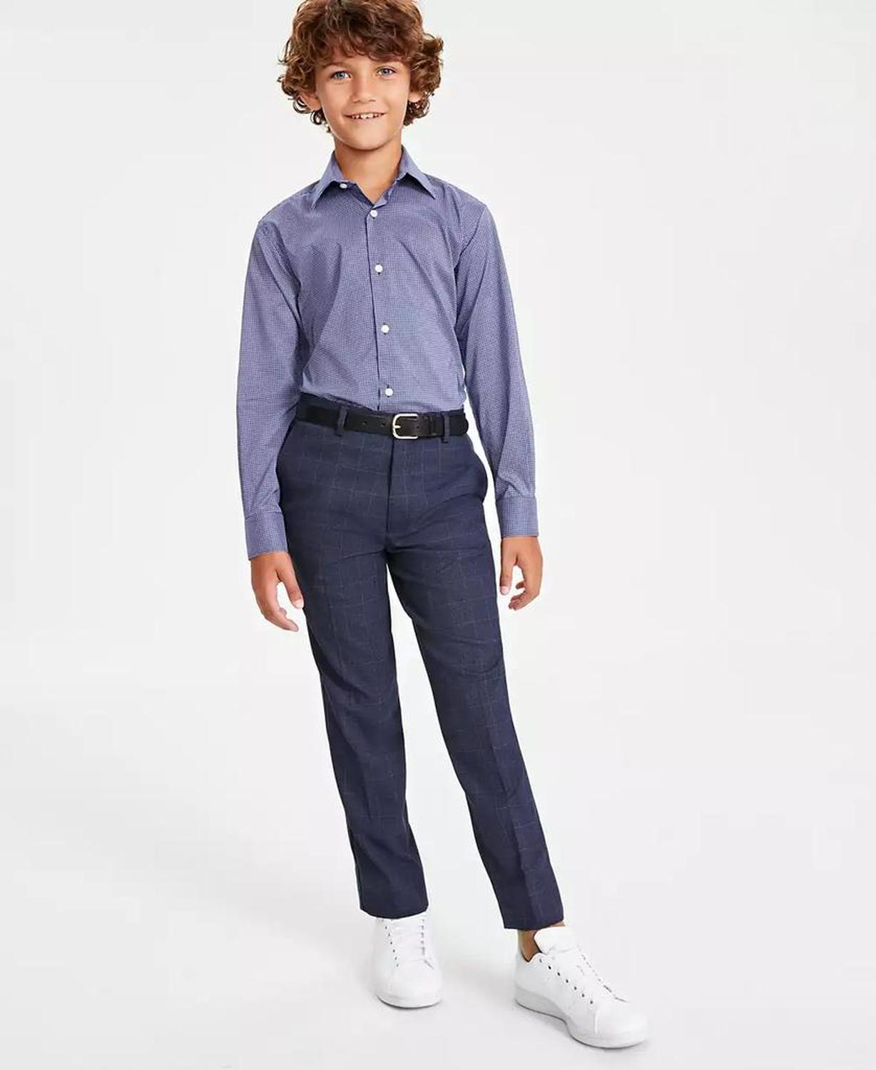 Big Boys Gingham Button Up Dress Shirt