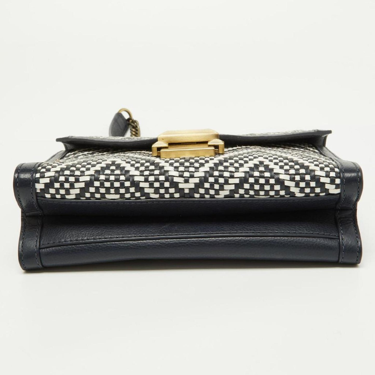 Michael Kors Navy Woven Leather Whitney Shoulder Bag