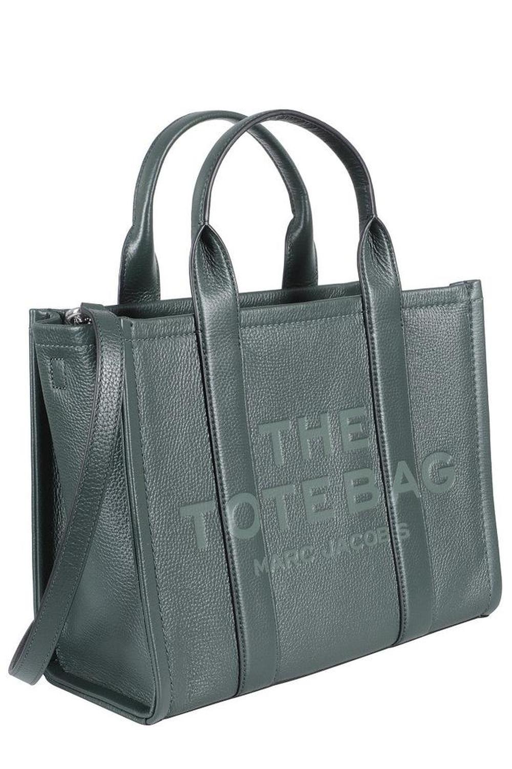 Structured Green Full-Grain Leather Medium Tote