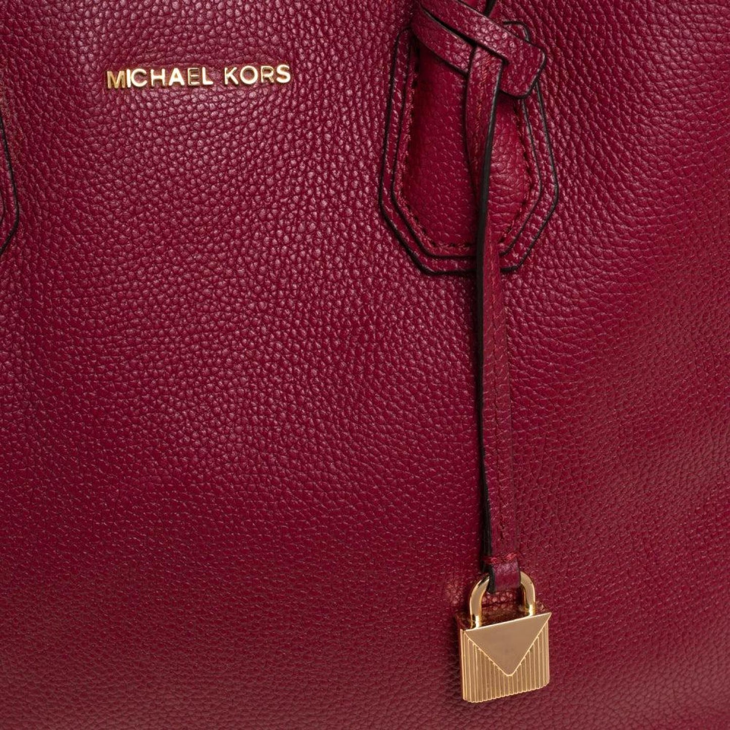 Michael Kors Burgundy Grained Leather Large Mercer Tote
