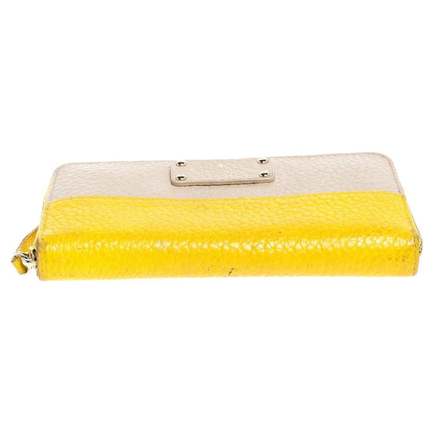 Kate Spade Yellow/beige Leather Grove Court Lacey Zip Around Wallet