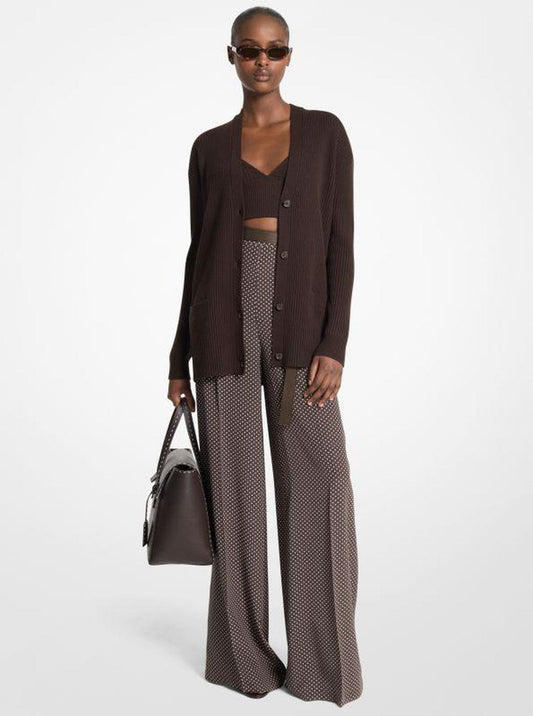 Ribbed Cashmere Blend Cardigan