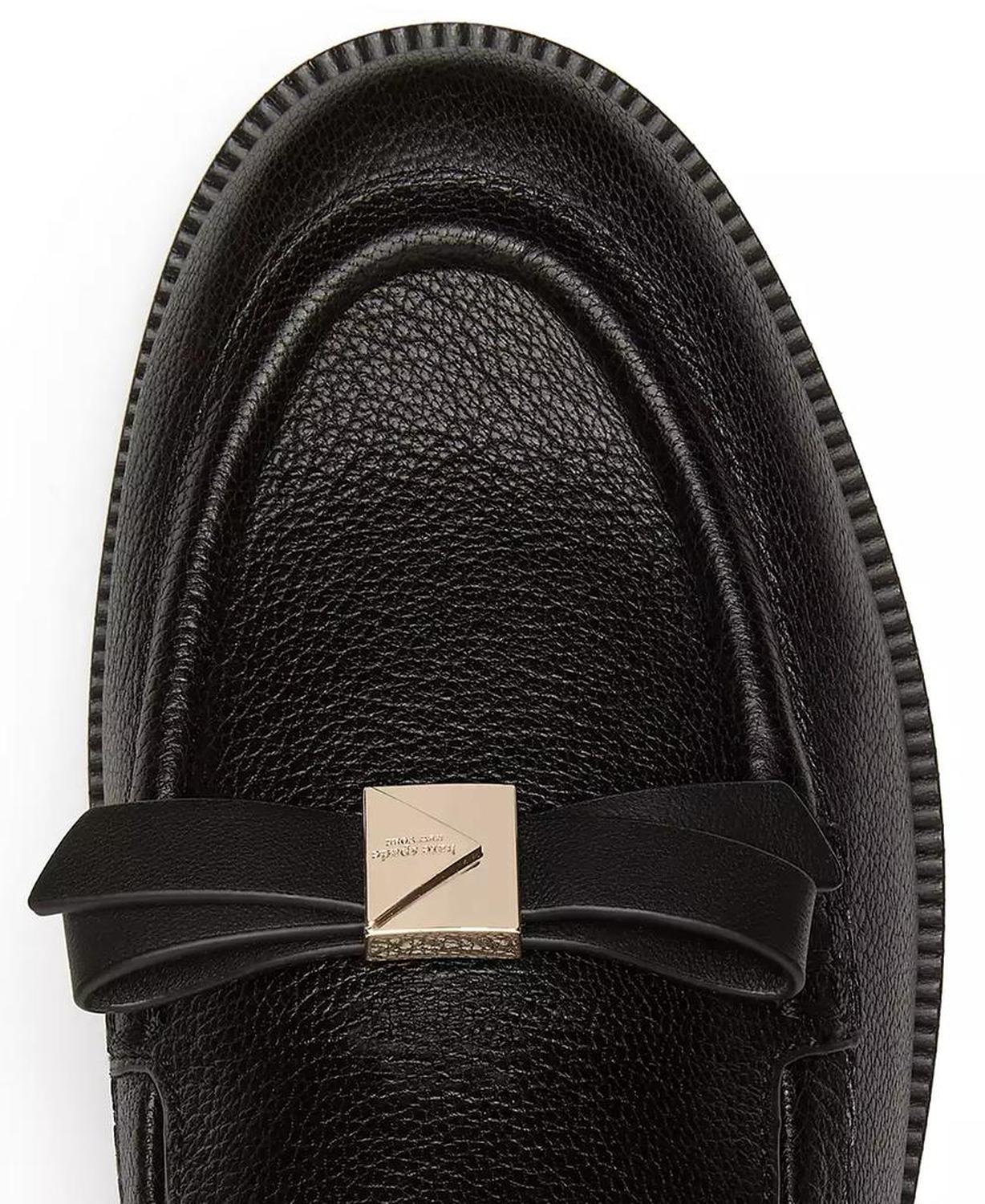 Women's Deco Bow Pebbled Leather Loafers