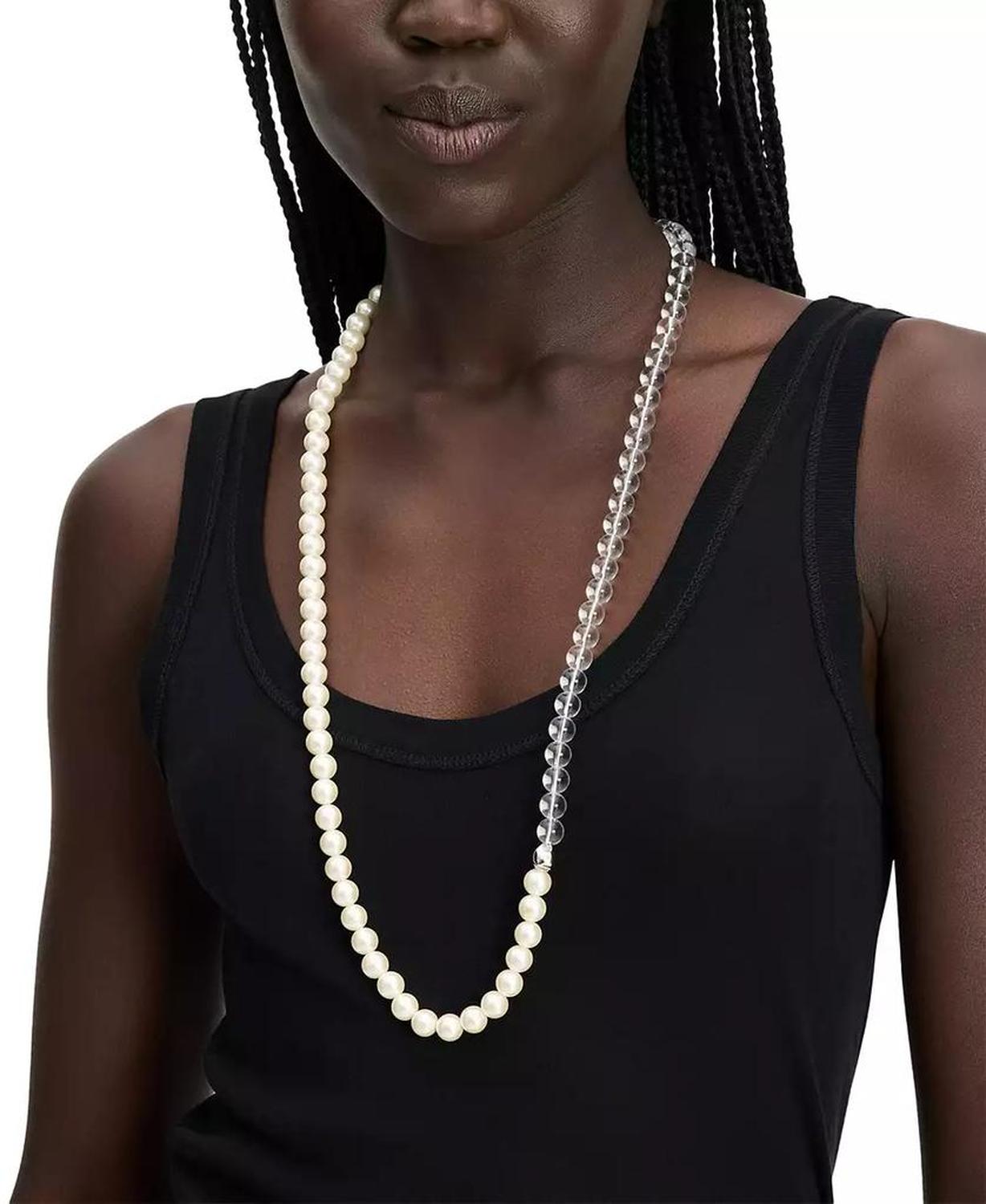 PEARLIE Bead & Imitation Pearl Necklace, 34" + 3" extender