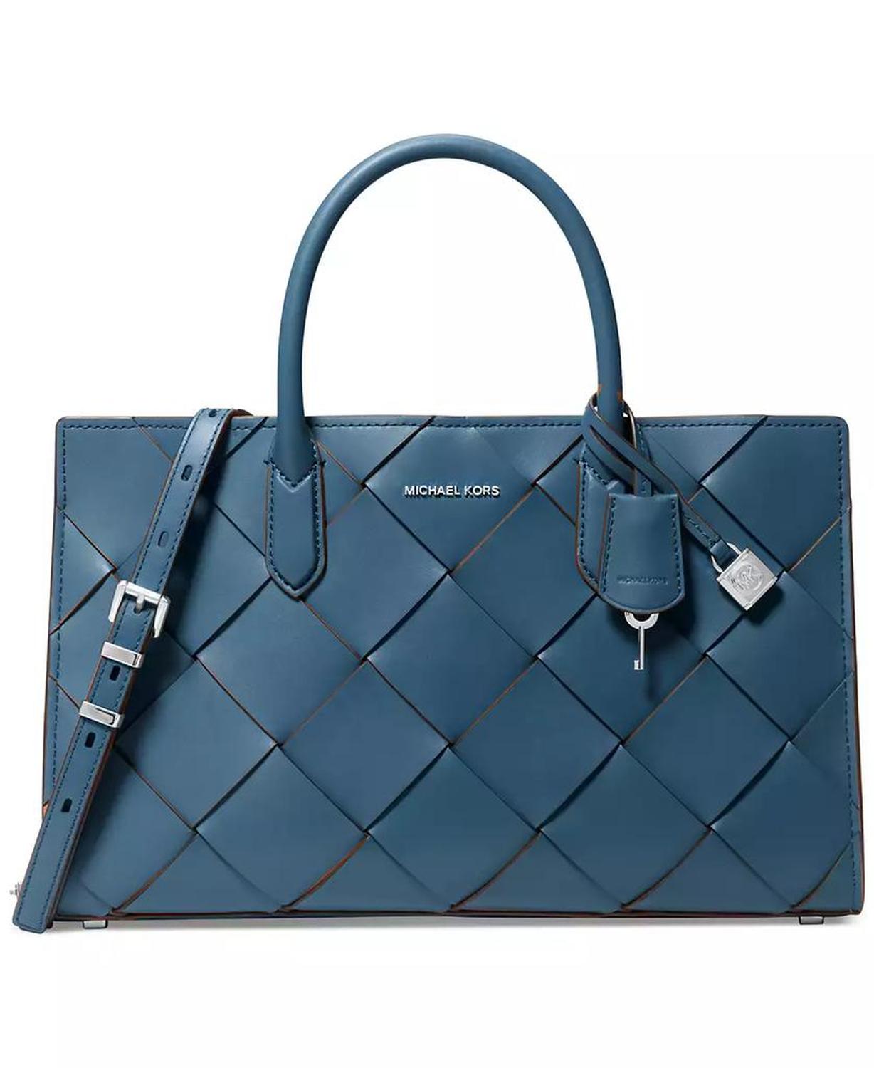 Scarlett Medium Woven Leather East West Satchel