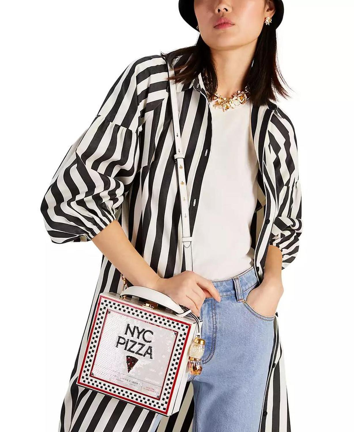 Slice Printed Spazzolato Leather Mini Pizza Box Bag