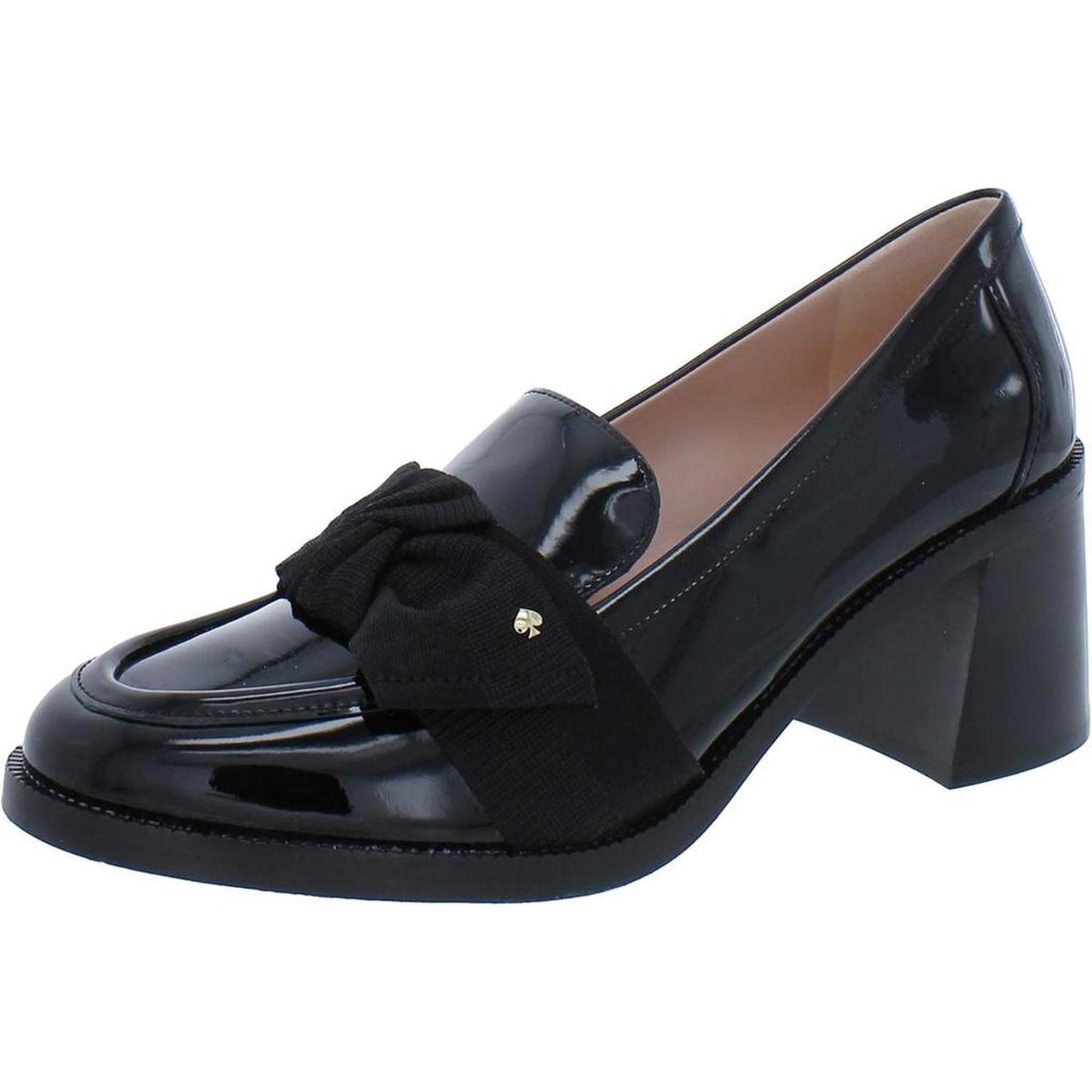 LEANDRA Womens Block Heel Leather Loafers