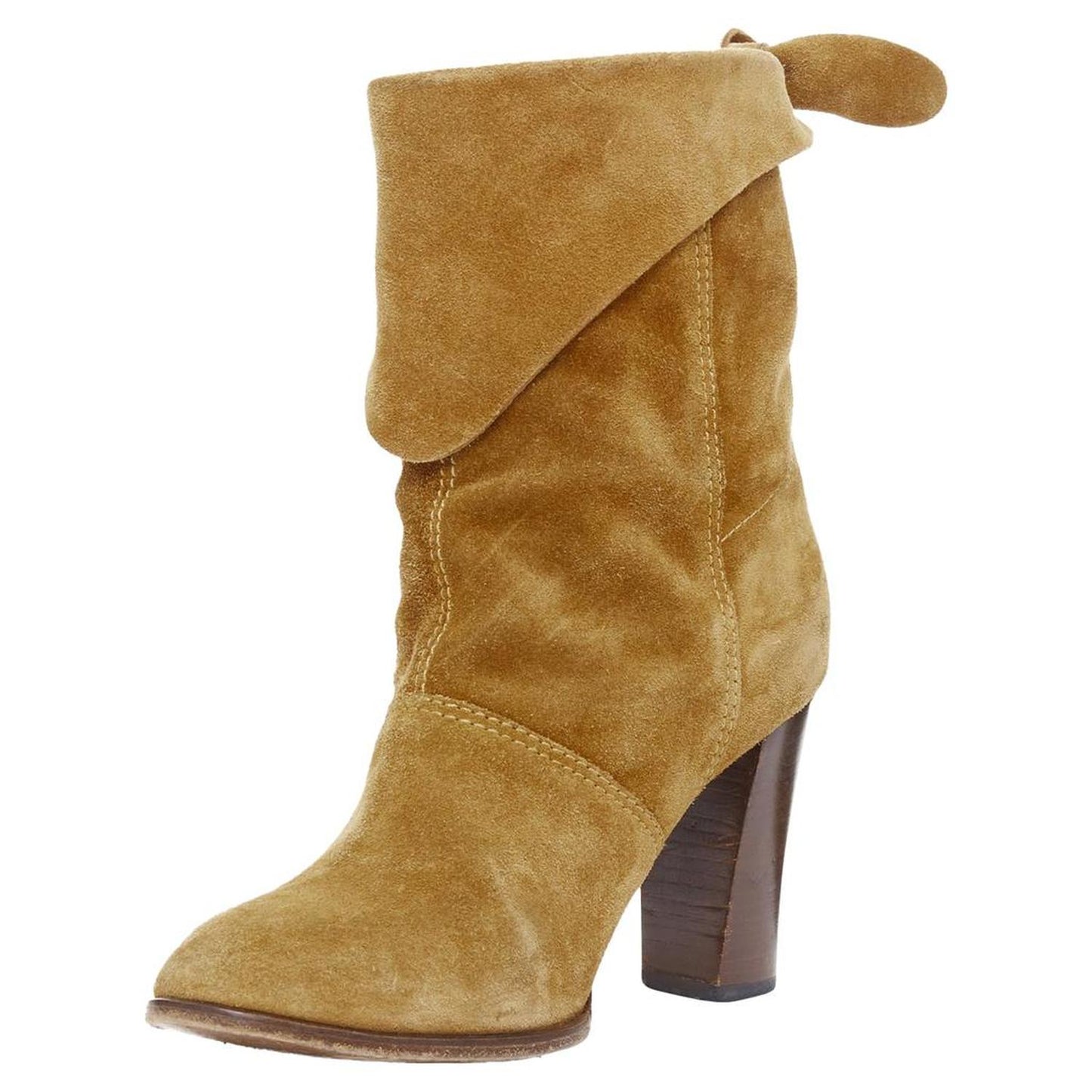 tan suede bow slouchy western boots