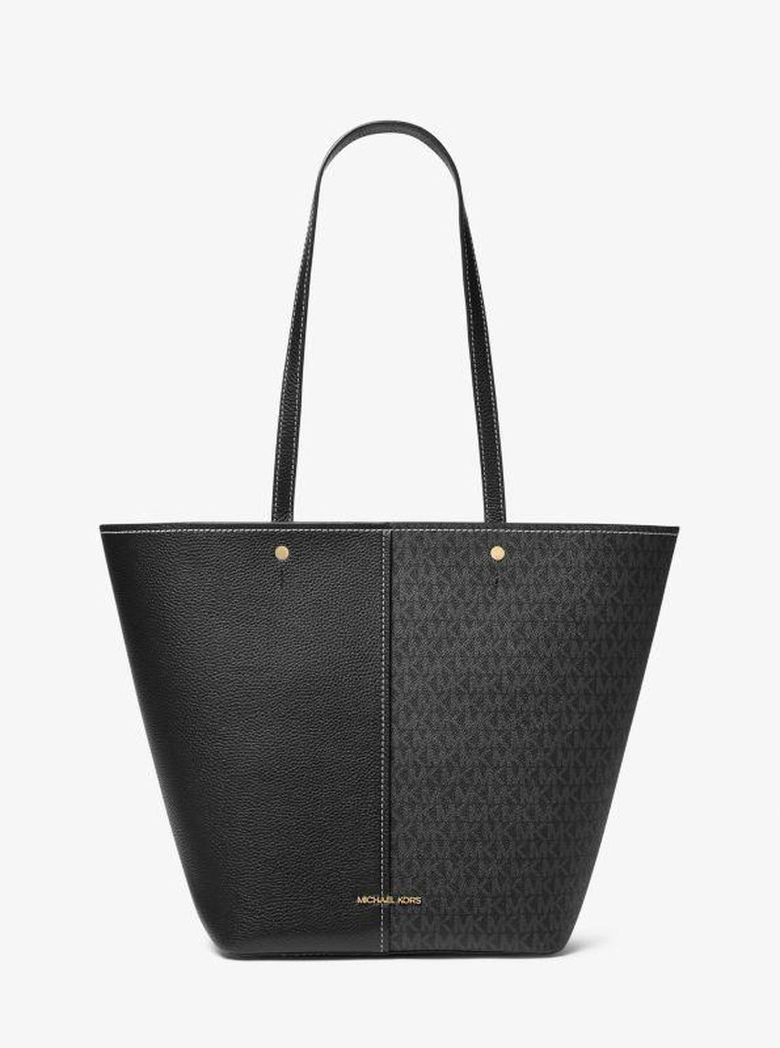 Flora Large Signature Logo and Leather Tote Bag
