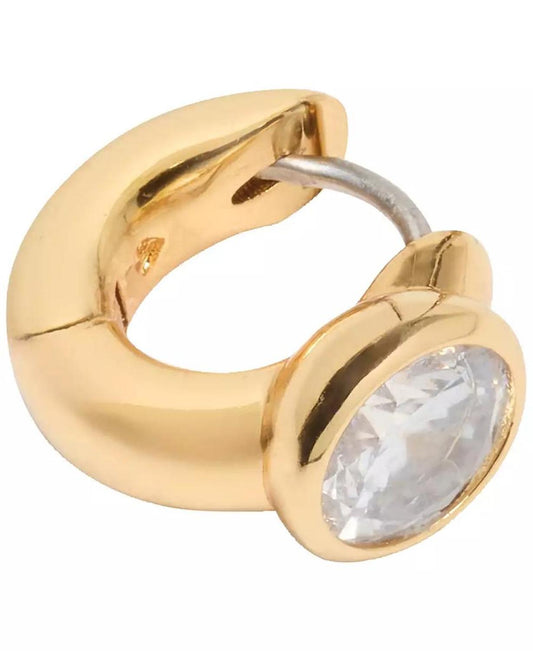 Cubic Zirconia Sparkling Round Huggie Earrings