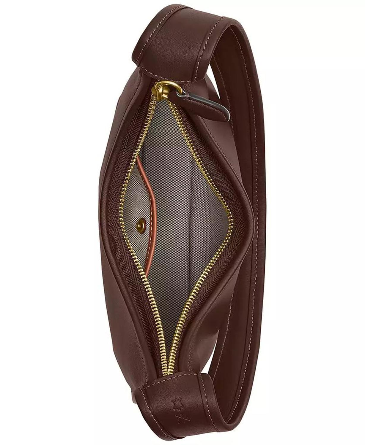 Small Glovetanned Leather Curve Zip Bag