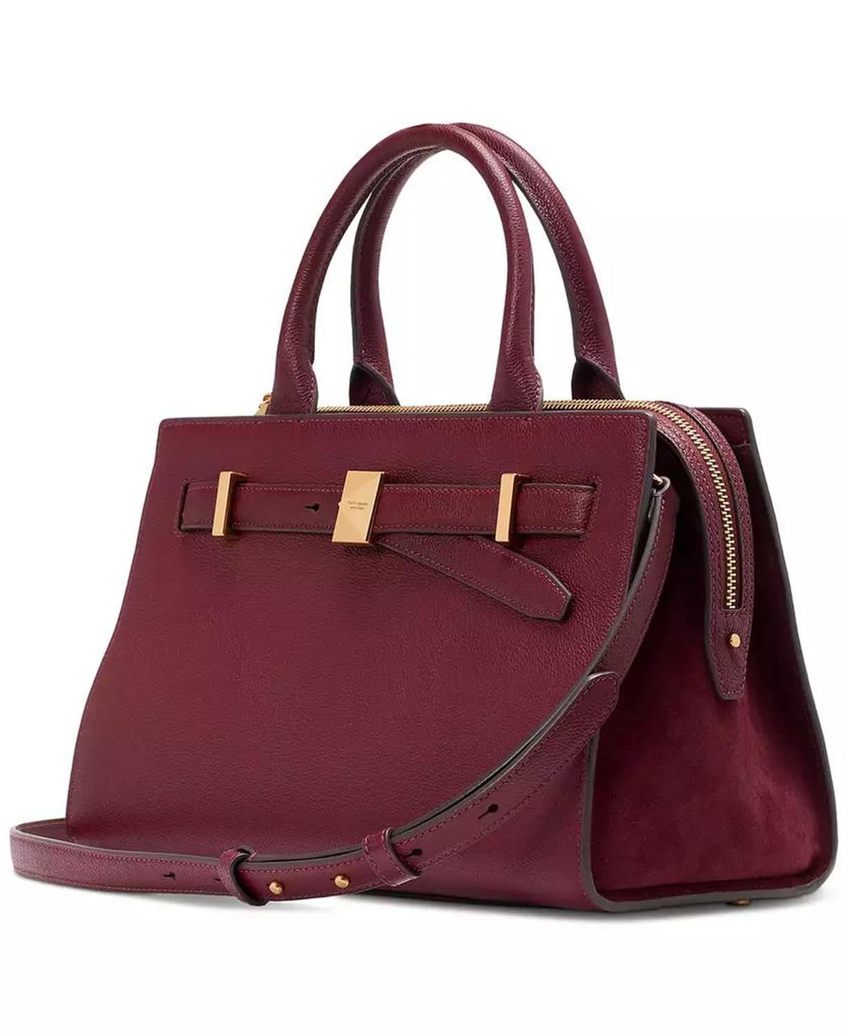 Deco Pebbled Leather and Suede Medium Satchel