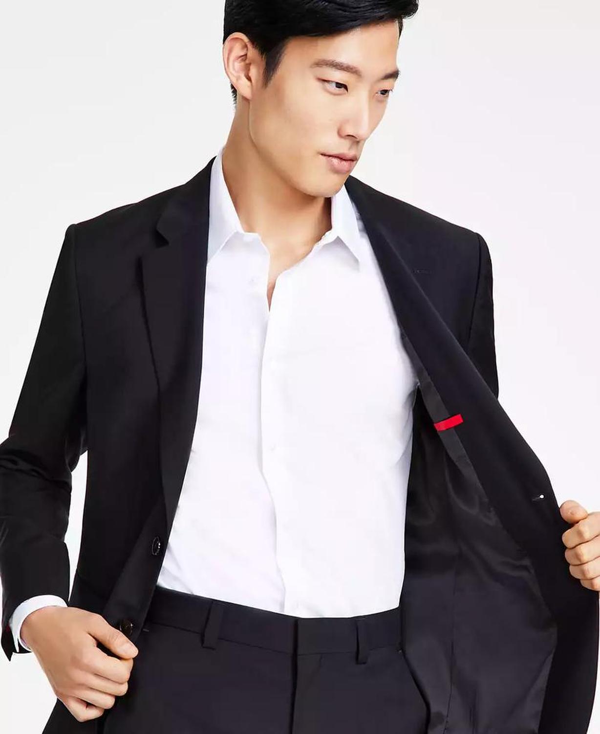 Boss Men's Modern Fit Black Wool Suit Jacket