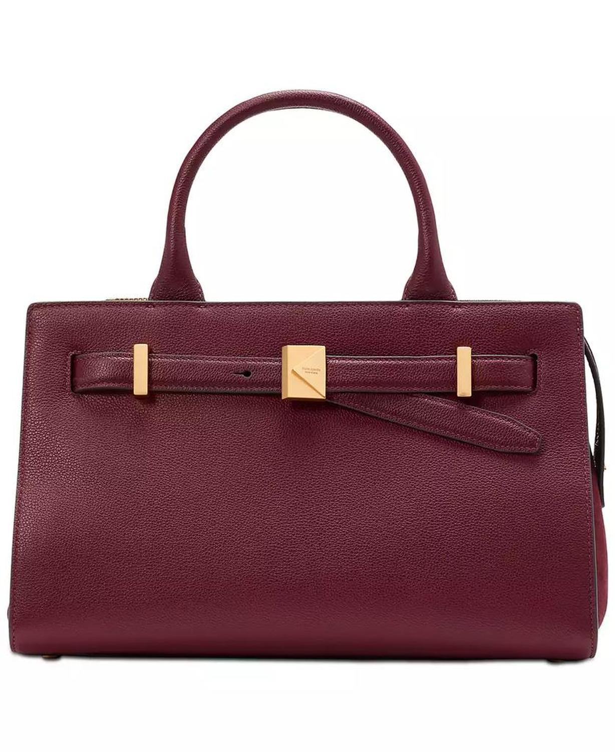 Deco Pebbled Leather and Suede Medium Satchel