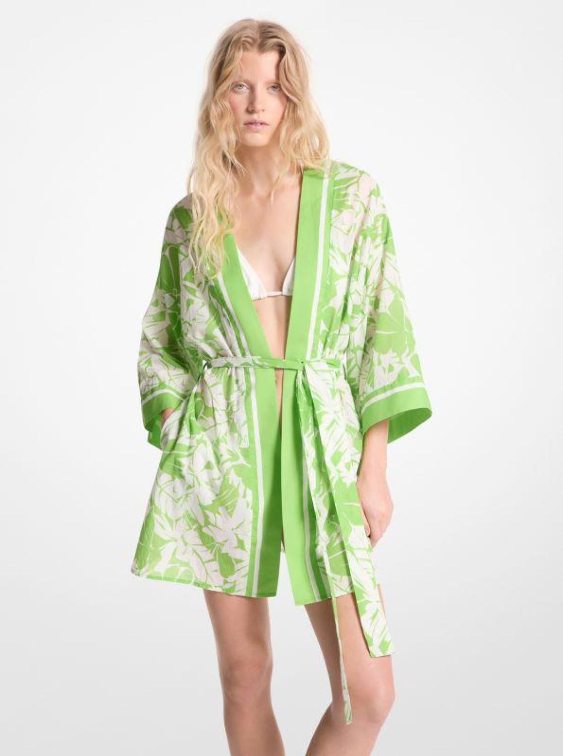 Palm Print Cotton Cover-Up