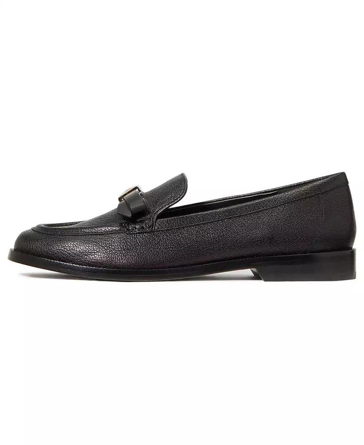Women's Deco Bow Pebbled Leather Loafers