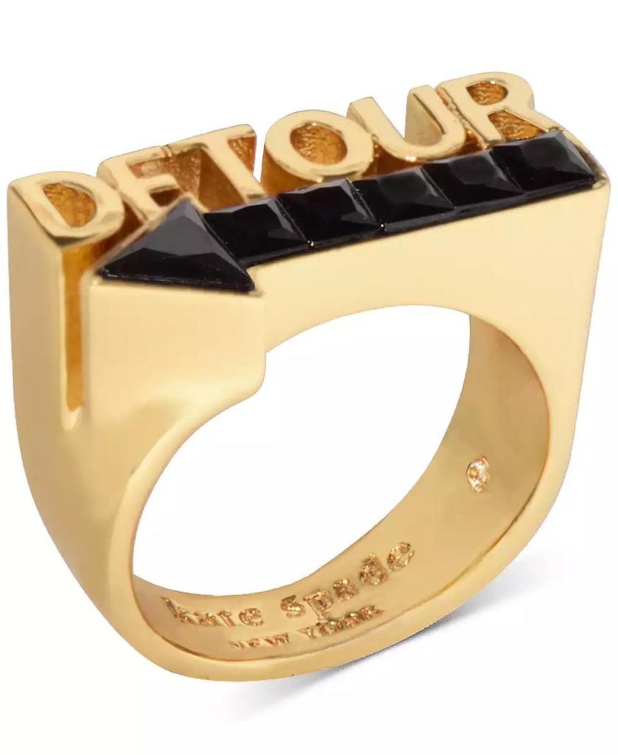 Gold-Tone Jet Cubic Zirconia Detour Statement Ring