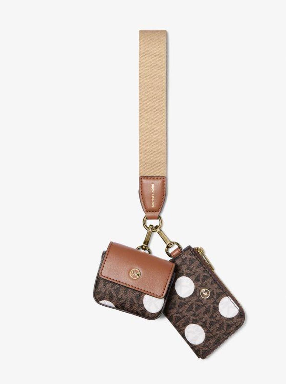 Jet Set Polka Dot Signature Logo Dual Pouch Wristlet