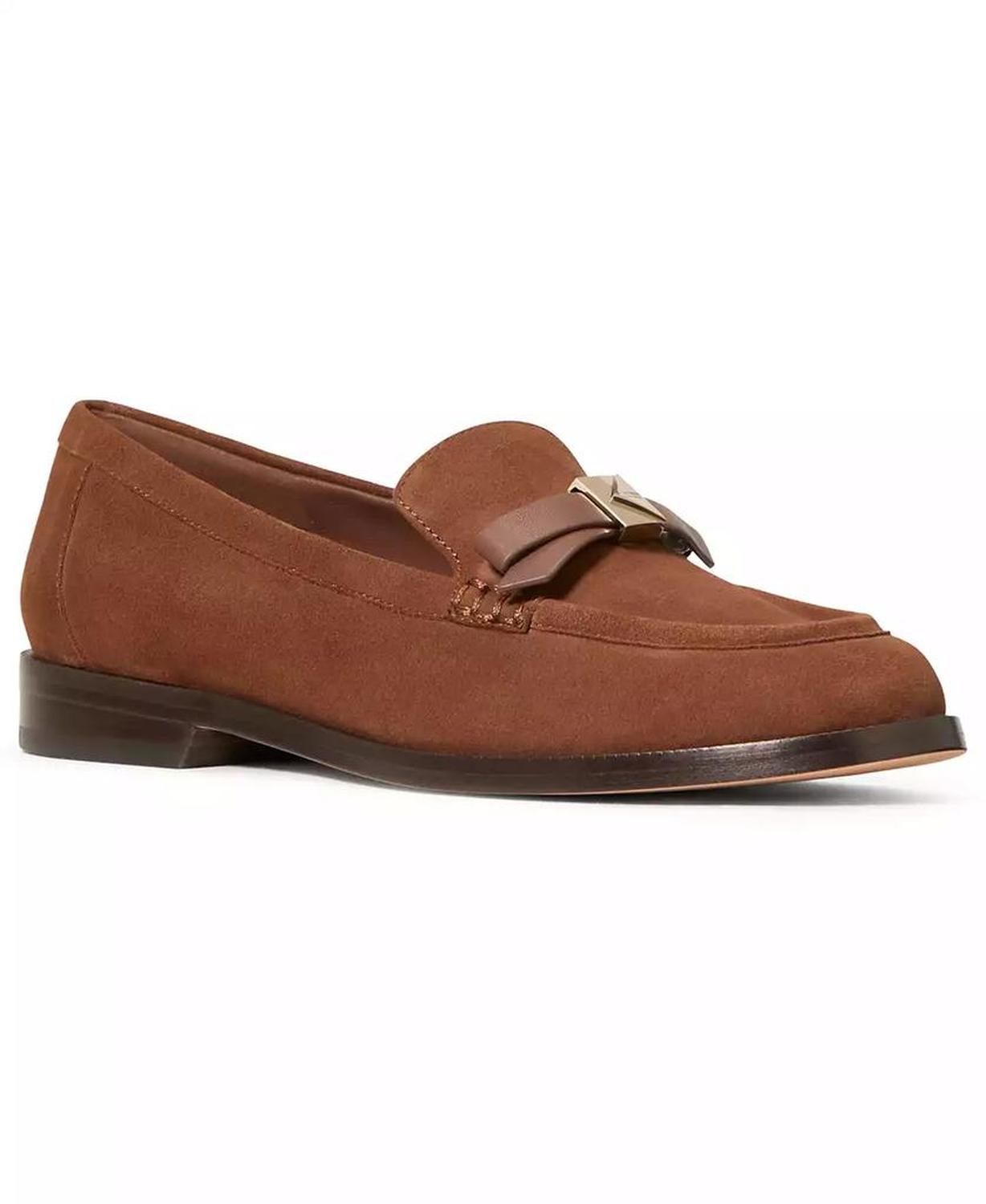 Women's Deco Bow Pebbled Leather Loafers