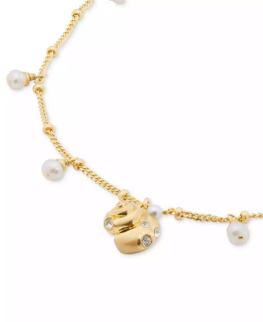 Gold-Tone Mixed Stone Shell Charm Bracelet