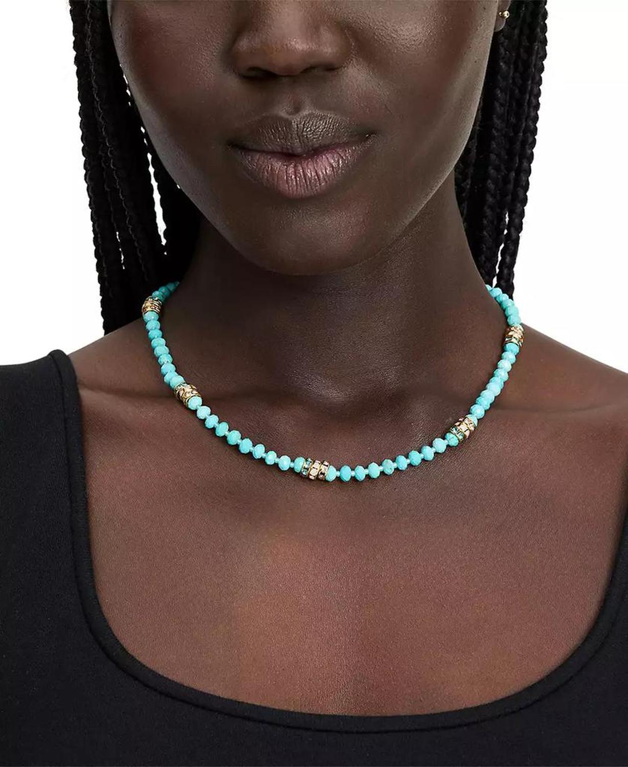 Gold-Tone Crystal & Bead Collar Necklace, 16" + 3" extender