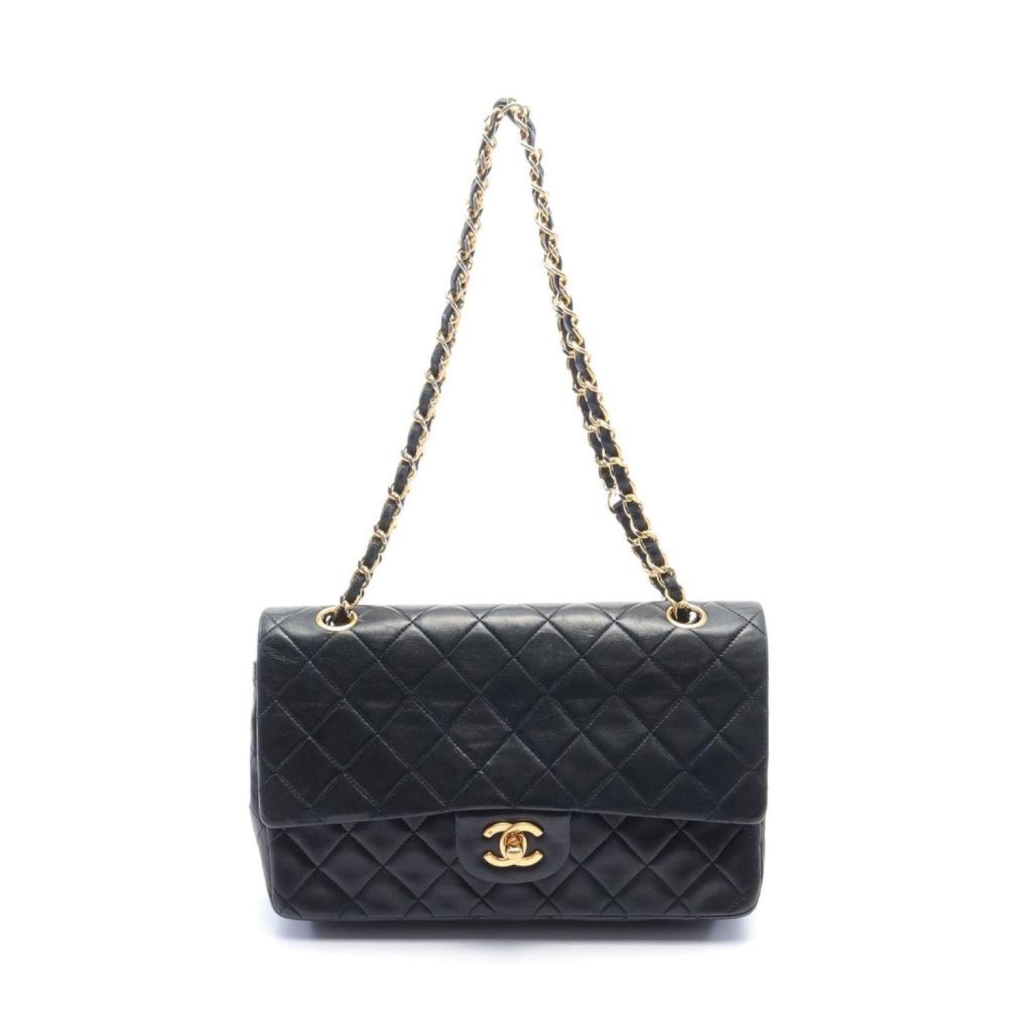 Matelasse W Flap W Chain Shoulder Bag Lambskin Gold Hardware Vintage