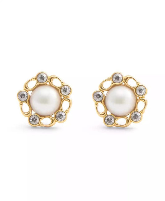 Faux Stone Signature Heritage Cultivated Pearl Stud Earrings