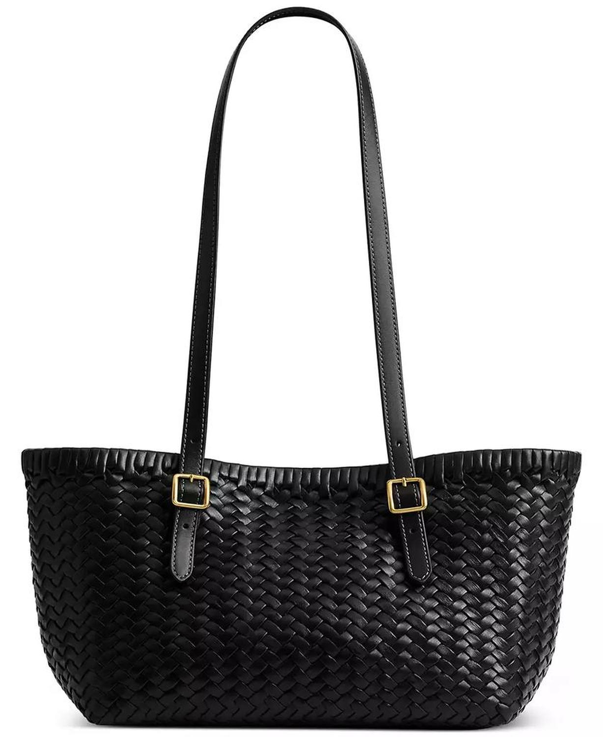 Woven Leather Swing Tote Bag