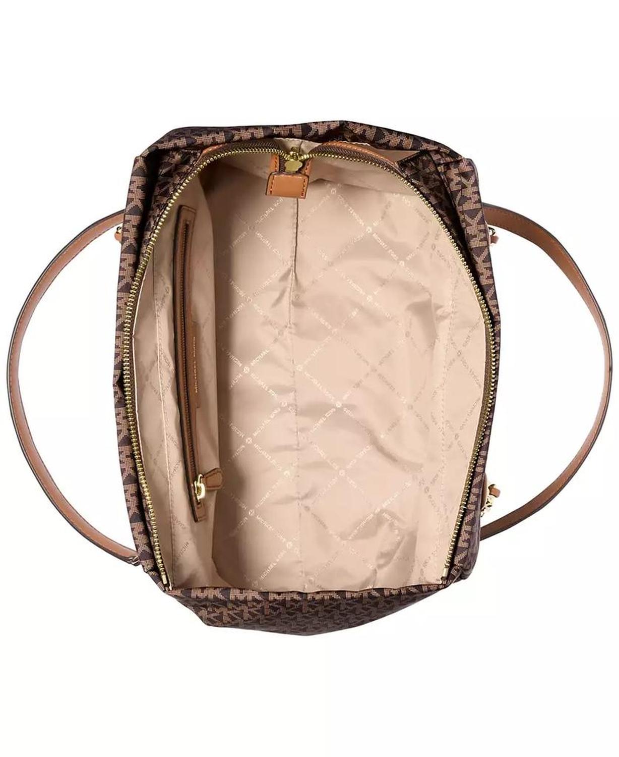 Georgia Logo Brown Zip Top Tote Bag