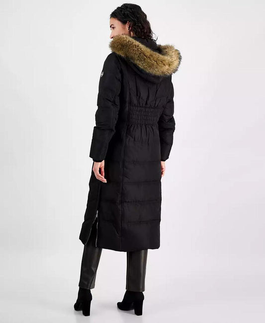 Women's Faux-Fur-Trim Hooded Maxi Puffer Coat