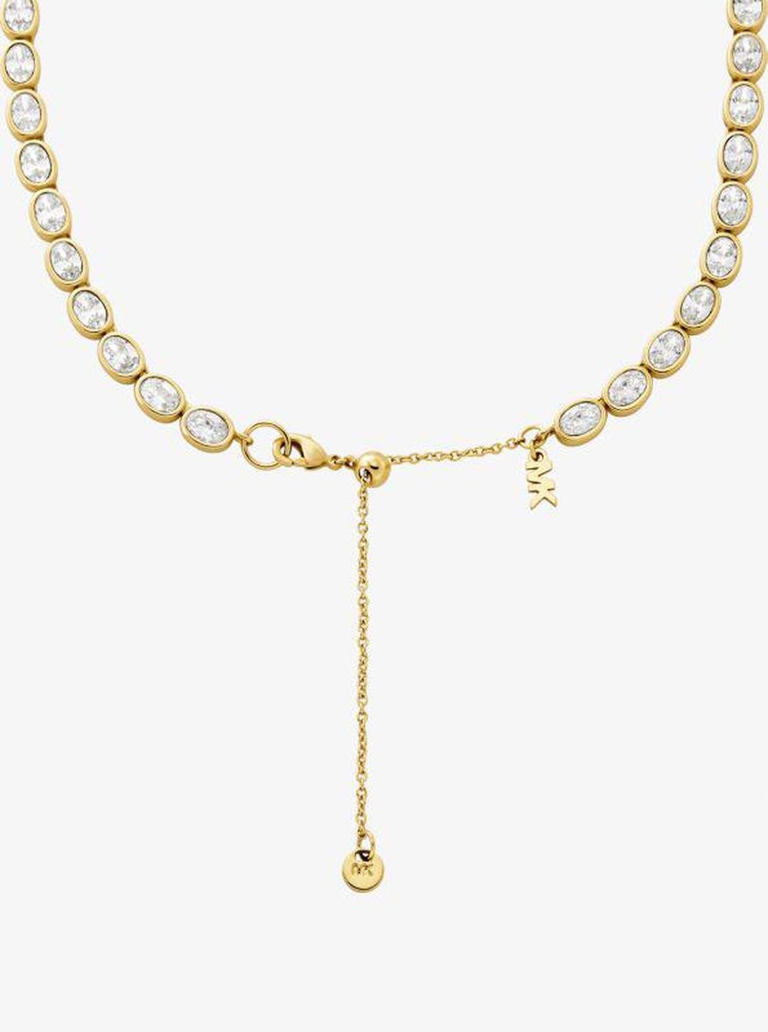 Precious Metal-Plated Cubic Zirconia Tennis Necklace