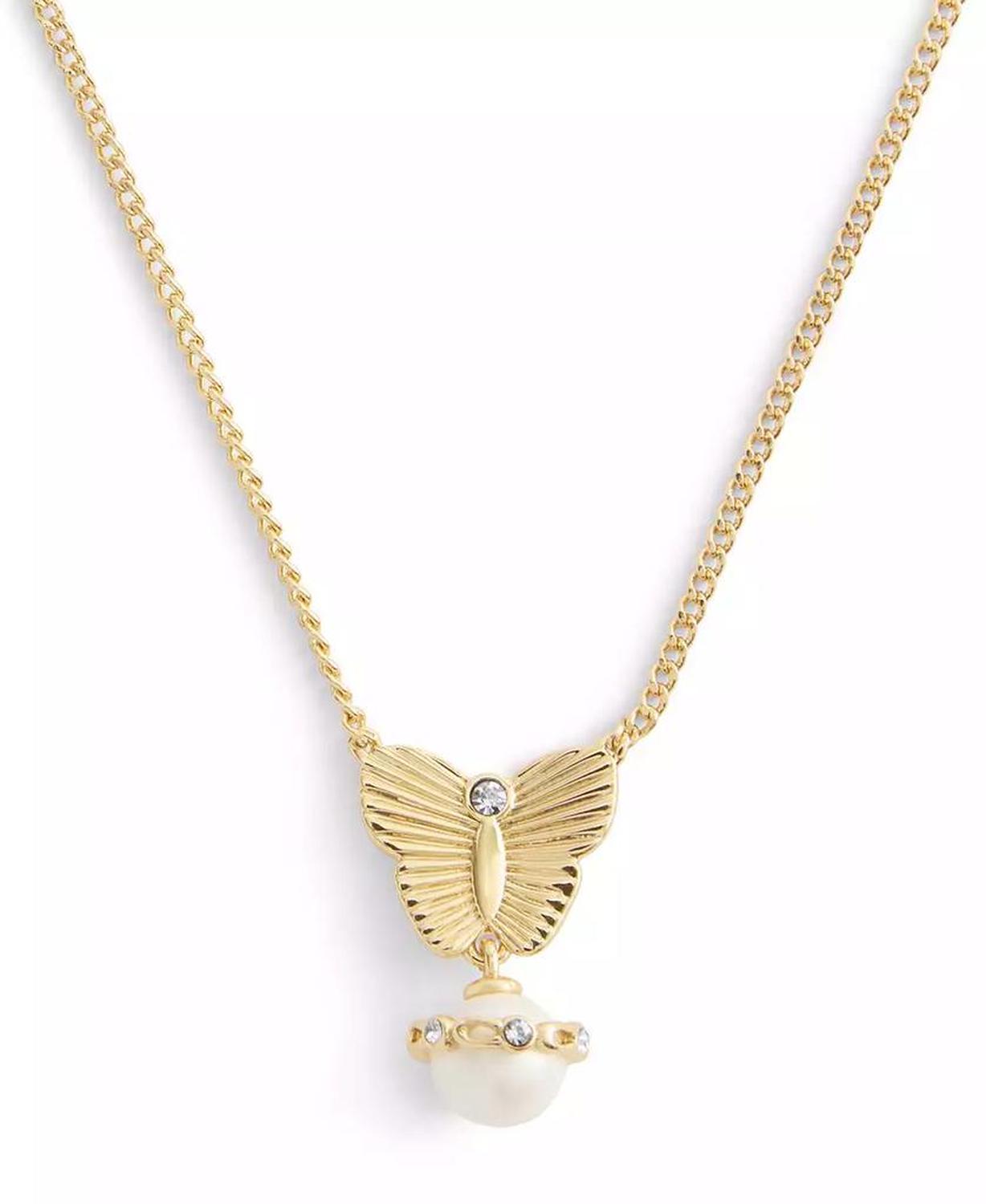 Faux Stone Signature Heritage Butterfly Cultivated Pearl Pendant Necklace