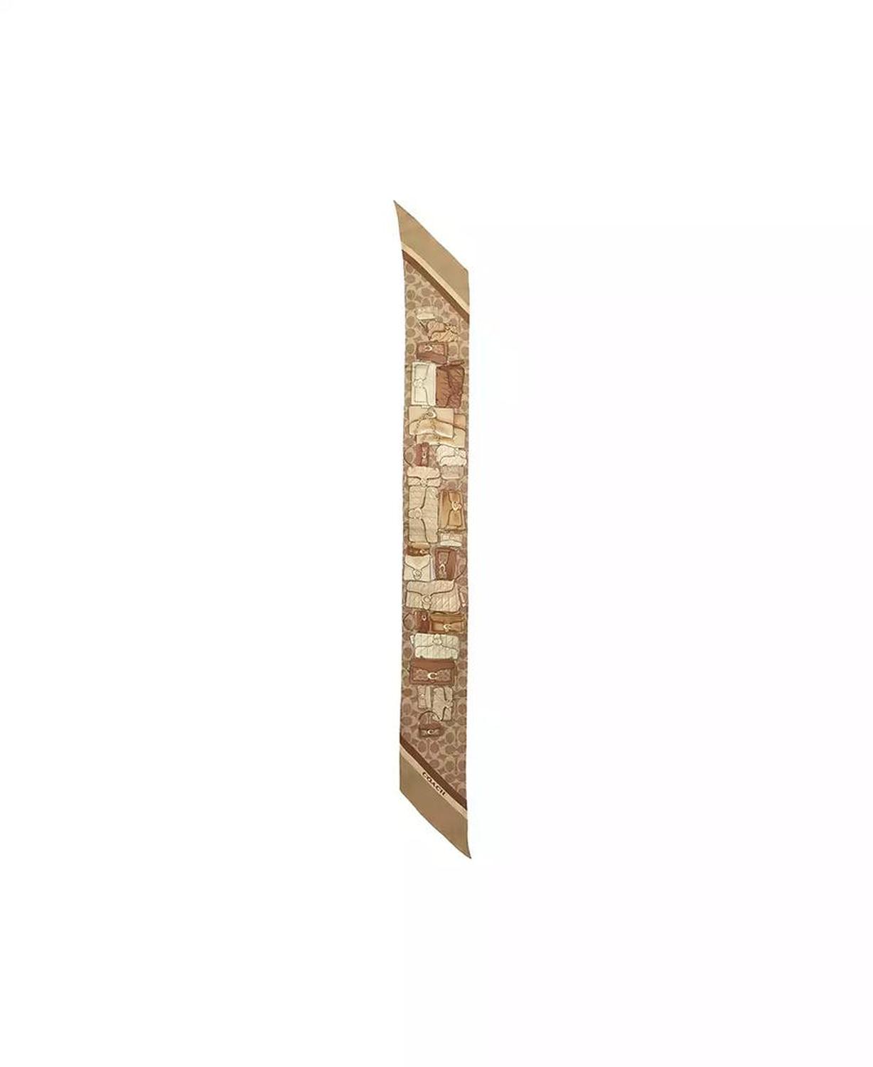 Stacked Tabby Bags Print Silk Skinny Scarf