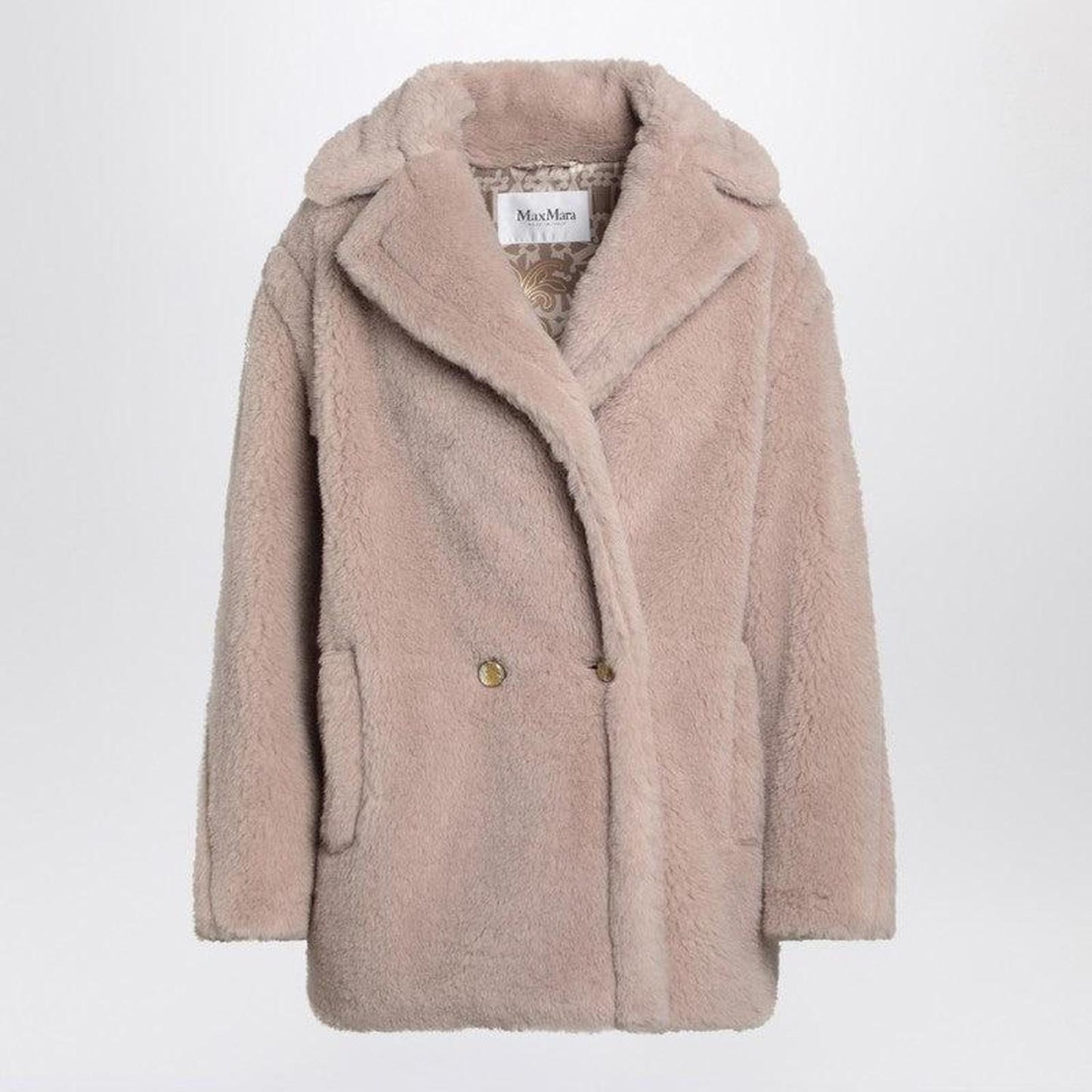 Women's Teddy Bear Icon Coat Short Sand In Alpaca And Wool