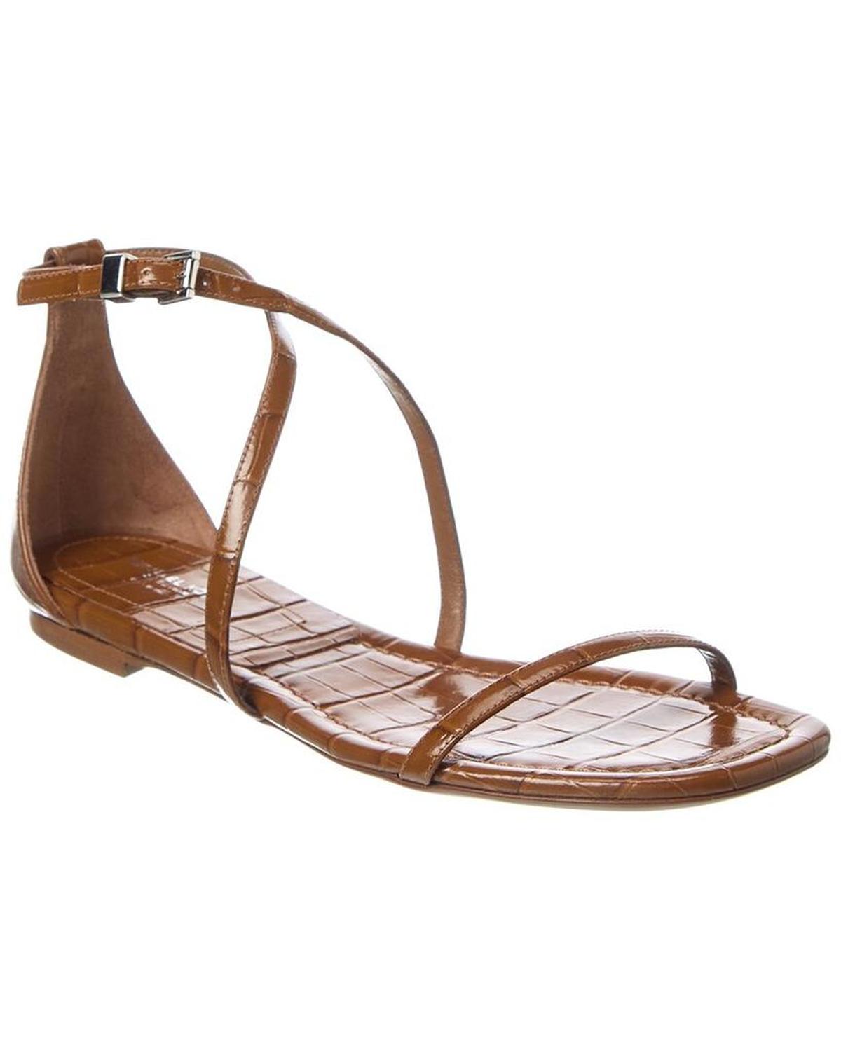 Polly Runway Croc-Embossed Leather Sandal