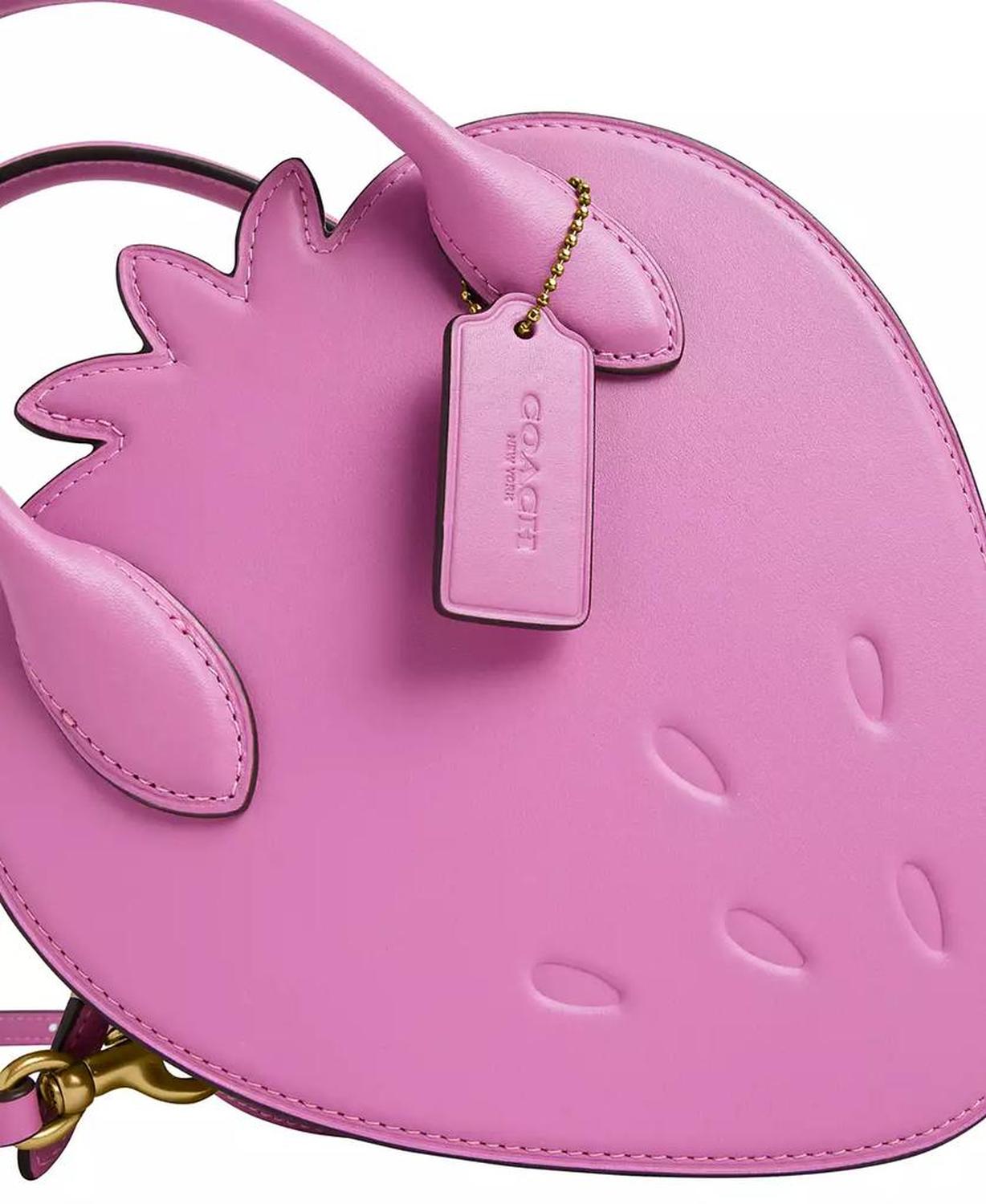 Strawberry Leather Mini Crossbody Bag