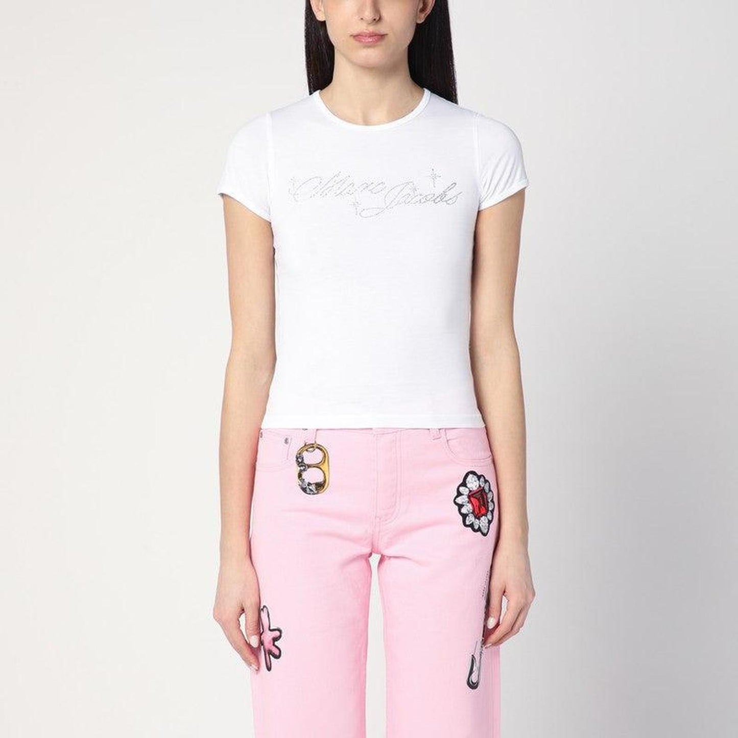 Women's T-Shirt With Logo And Micro Crystals
