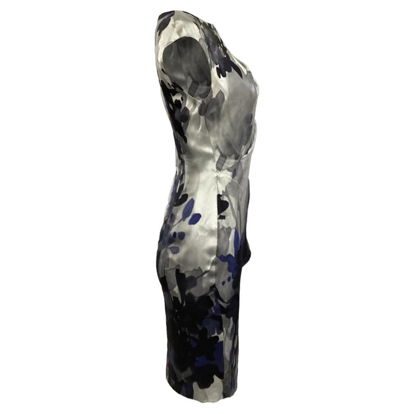 Printed Dress in Blue Silk