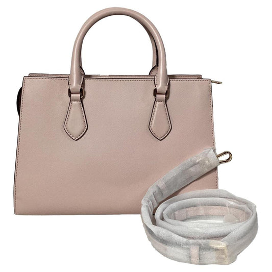 Sheila Medium Satchel in Powder Blush Pink Faux Saffiano Leather