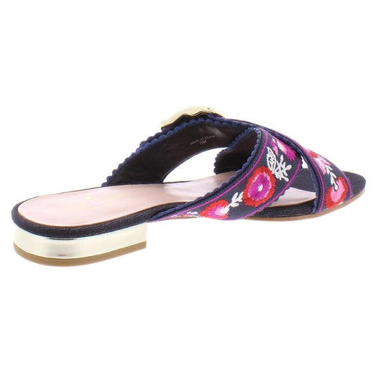 Faris Womens Embroidered Slide Flats