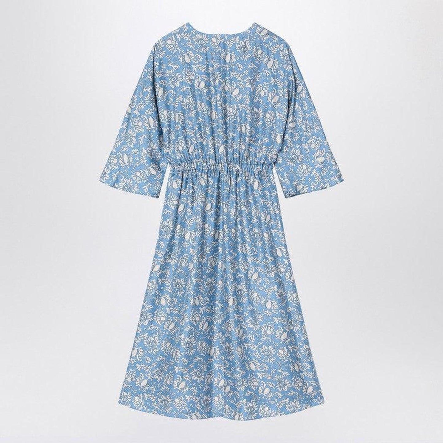 S Max Mara Women's blue Midi Silk Dress With Floral Print