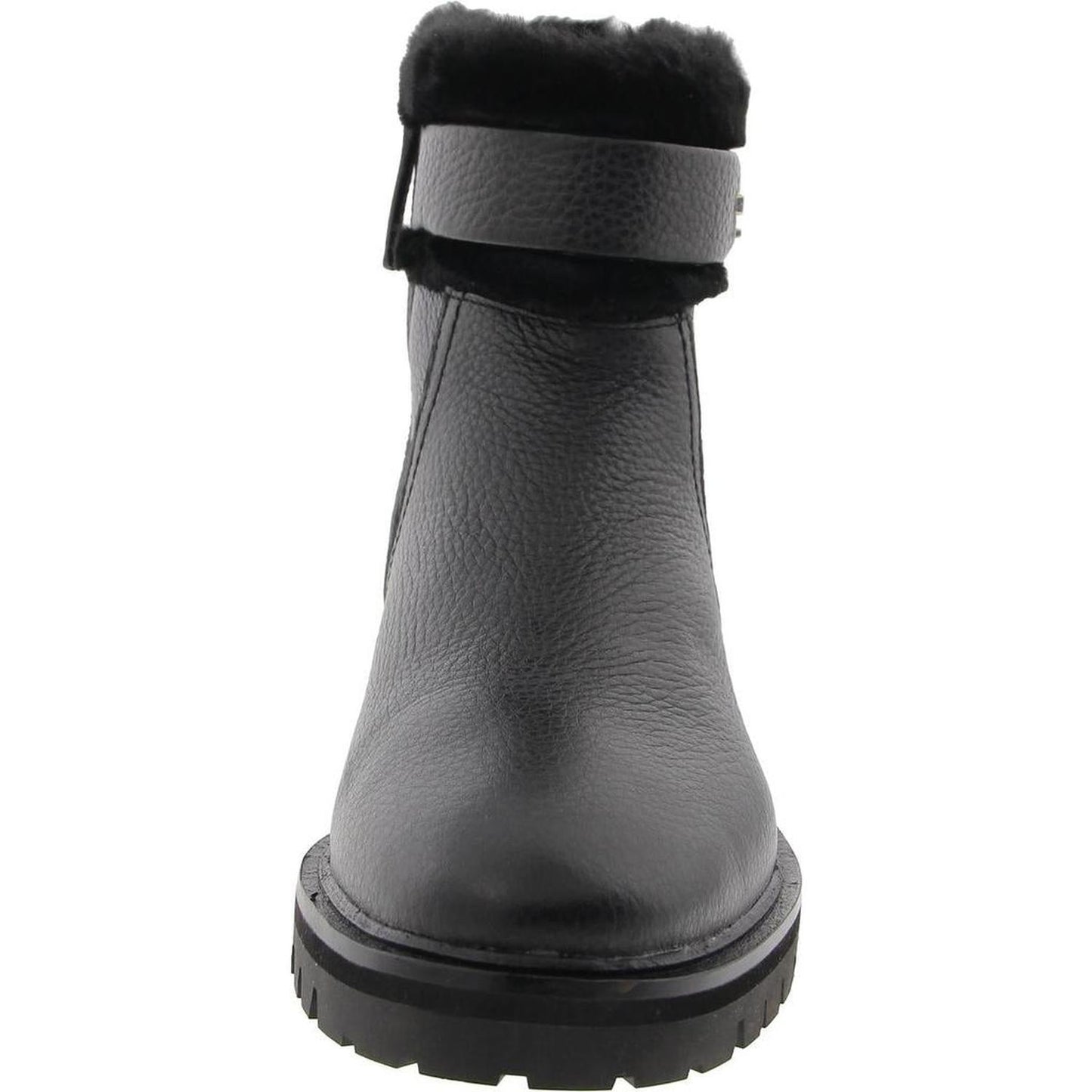 BAILEE Womens Block Heel Leather Shearling Boots