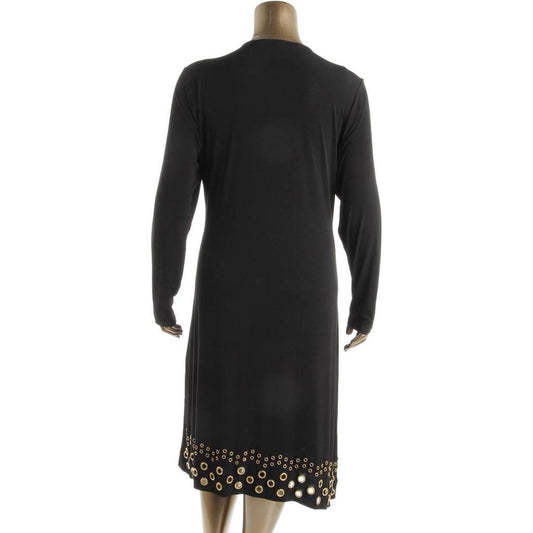 Plus Womens Matte Jersey Grommet Hem Wrap Dress