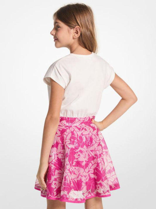 Sequined Logo Palm T-Shirt Dress