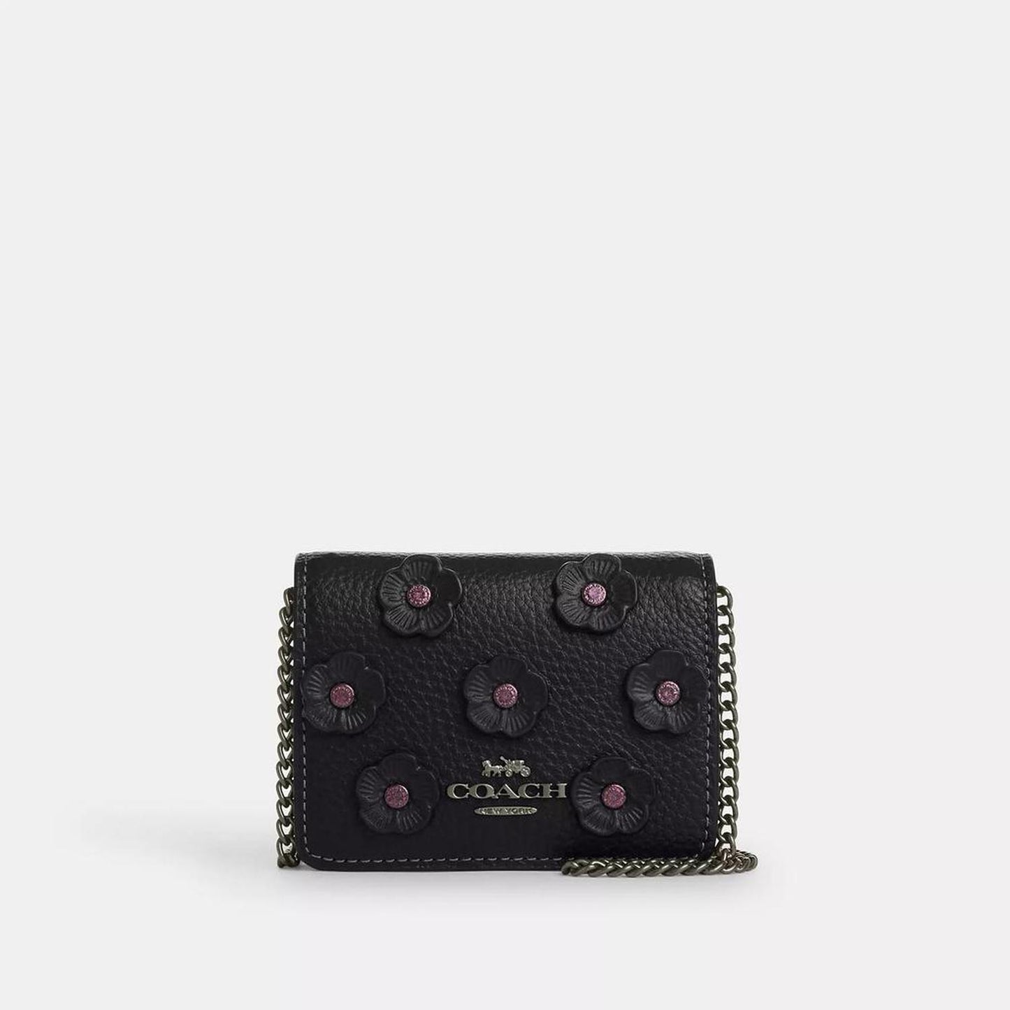 Mini Wallet On A Chain With Floral Applique